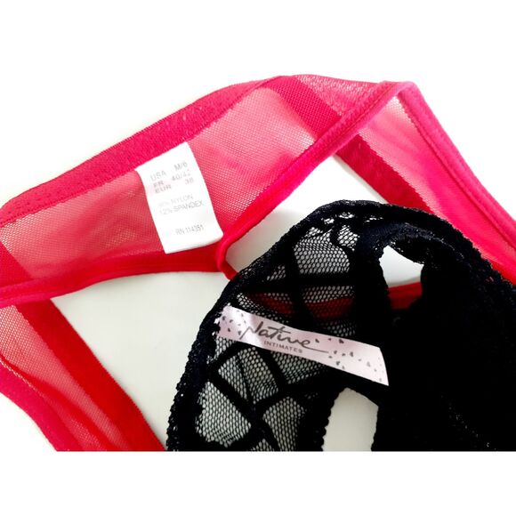Lacey Thong Native Intimates Tracy Red Black Lot of 3 NWOT Size M-L - Picture 12 of 14
